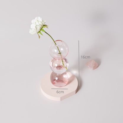Modern Glass Candleholder-Baby Pink | Veska 3-nivå (boll)