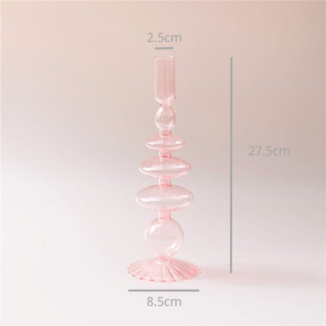 Modern Glass Candleholder-Baby Pink | Veska 4-nivå