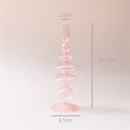 Modern Glass Candleholder-Baby Pink | Veska 4-nivå