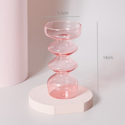 Modern Glass Candleholder-Baby Pink | Veska 4-tiers (antik)