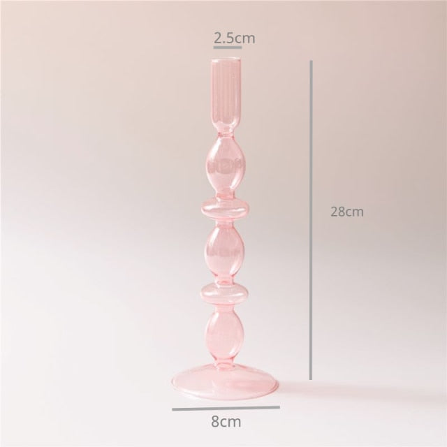 Modern Glass Candleholder-Baby Pink | Veska 5-nivå