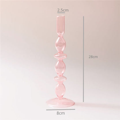 Modern Glass Candleholder-Baby Pink | Veska 5-nivå