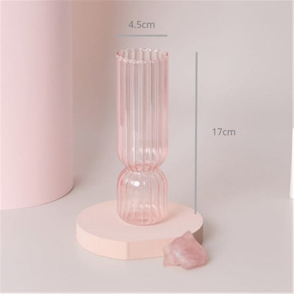 Modern Glass Candleholder-Baby Pink | Veska Lång glasform