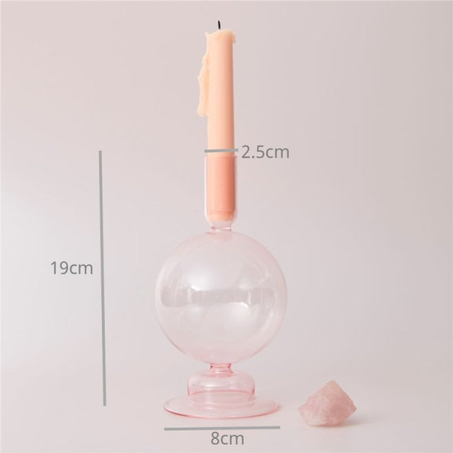 Modern Glass Candleholder-Baby Pink | Veska Sfär