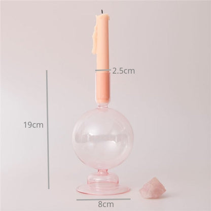 Modern Glass Candleholder-Baby Pink | Veska Sfär
