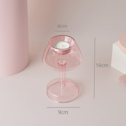 Modern Glass Candleholder-Baby Pink | Veska Vinglasform