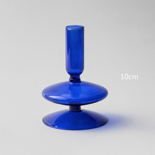 Modern Glass Candleholder-Blå | Veska 1-skikt (vass kant)