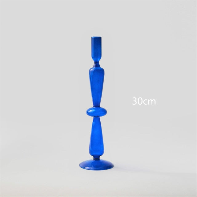 Modern Glass Candleholder-Blå | Veska 3-nivå
