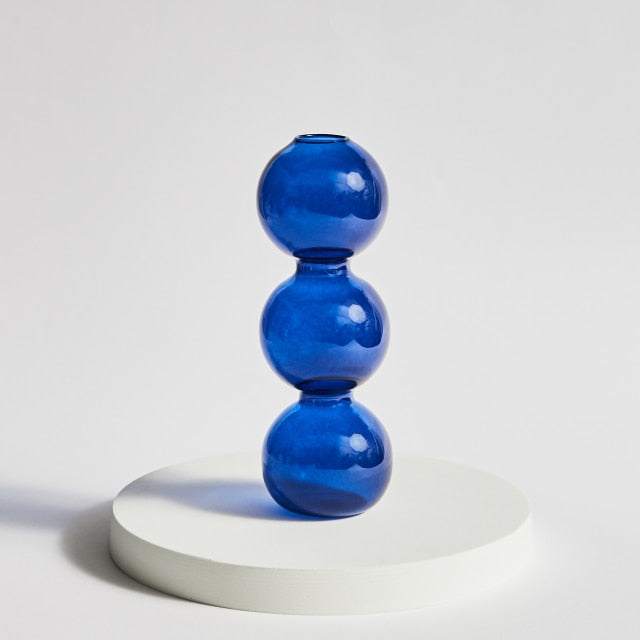 Modern Glass Candleholder-Blå | Veska 3-nivå (boll)