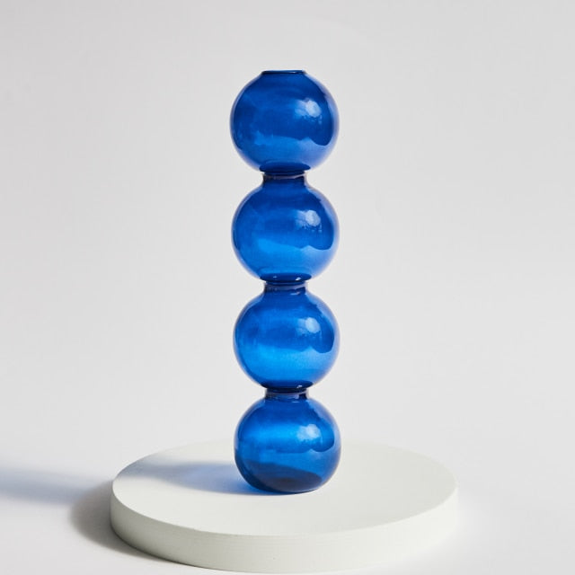 Modern Glass Candleholder-Blå | Veska 4-nivå (boll)