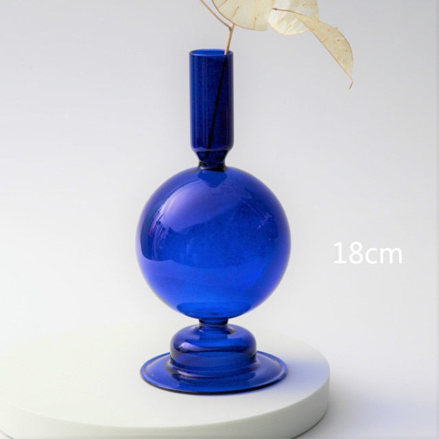 Modern Glass Candleholder-Blå | Veska