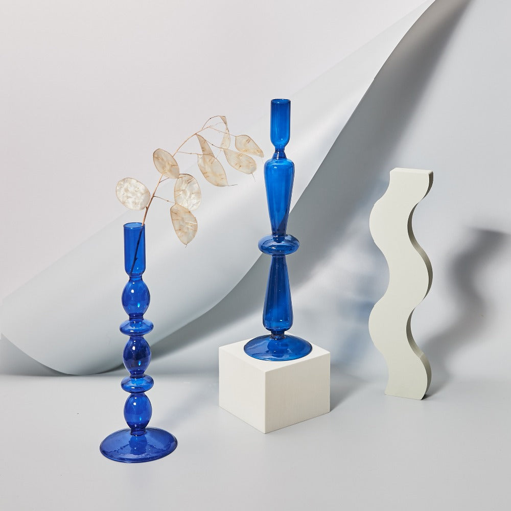 Modern Glass Candleholder-Blå | Veska