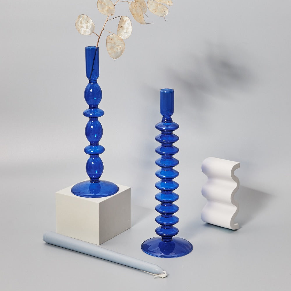 Modern Glass Candleholder-Blå | Veska