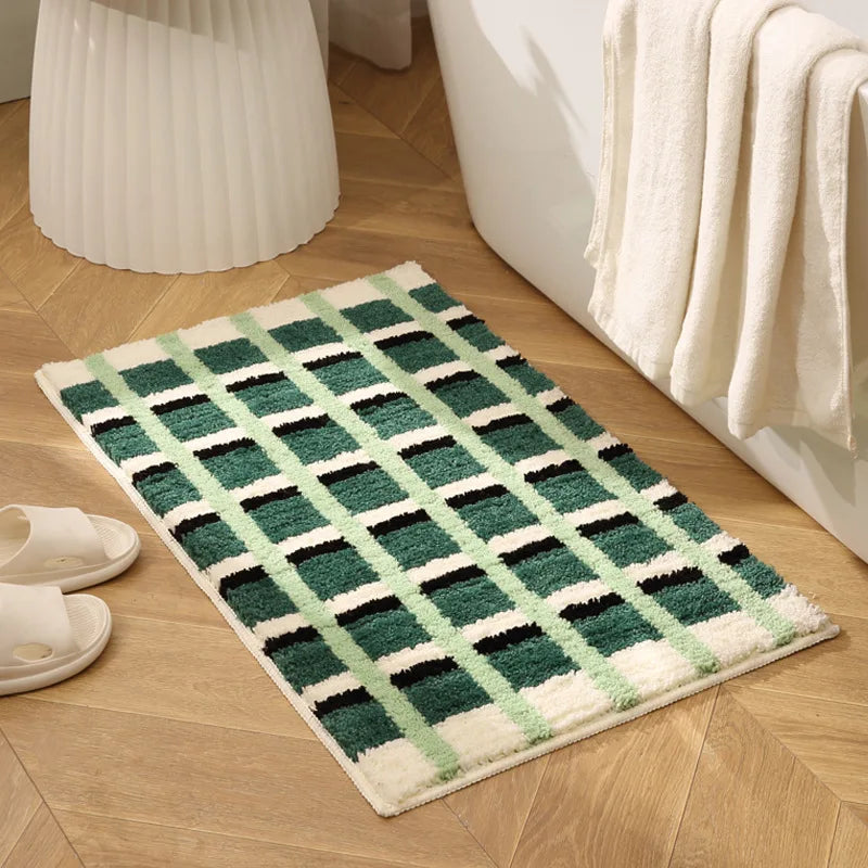 Modern Grid Tufted Badmatta | Veska Mörkgrön
