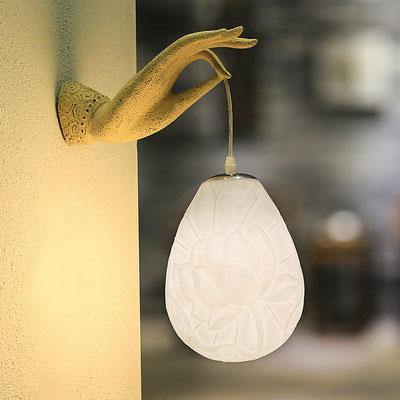 Modern kreativ kinesisk lotus vägglampa | Veska Oval Höger