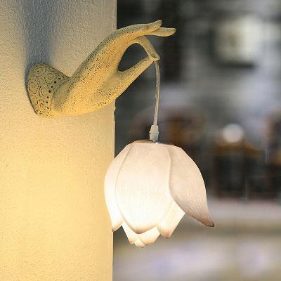Modern kreativ kinesisk lotus vägglampa | Veska Vit Lotus Höger