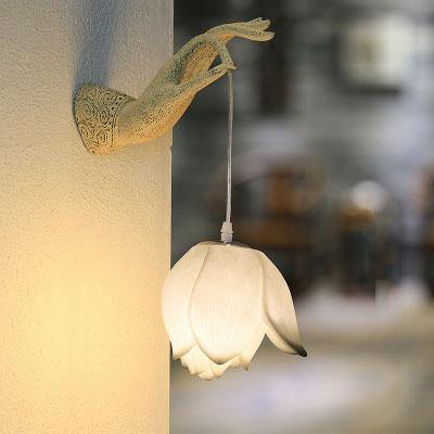 Modern kreativ kinesisk lotus vägglampa | Veska Vit Lotus Vänster