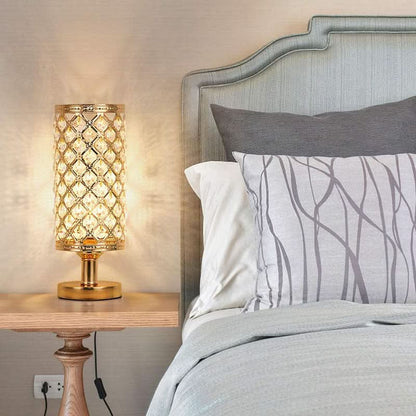 Modern Kristall USB Bordslampa – Guld eller Silver | Veska Guld