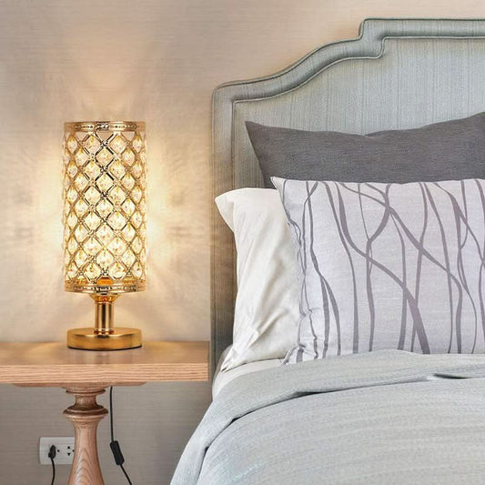Modern Kristall USB Bordslampa – Guld eller Silver | Veska Guld