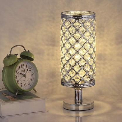 Modern Kristall USB Bordslampa – Guld eller Silver | Veska Silver