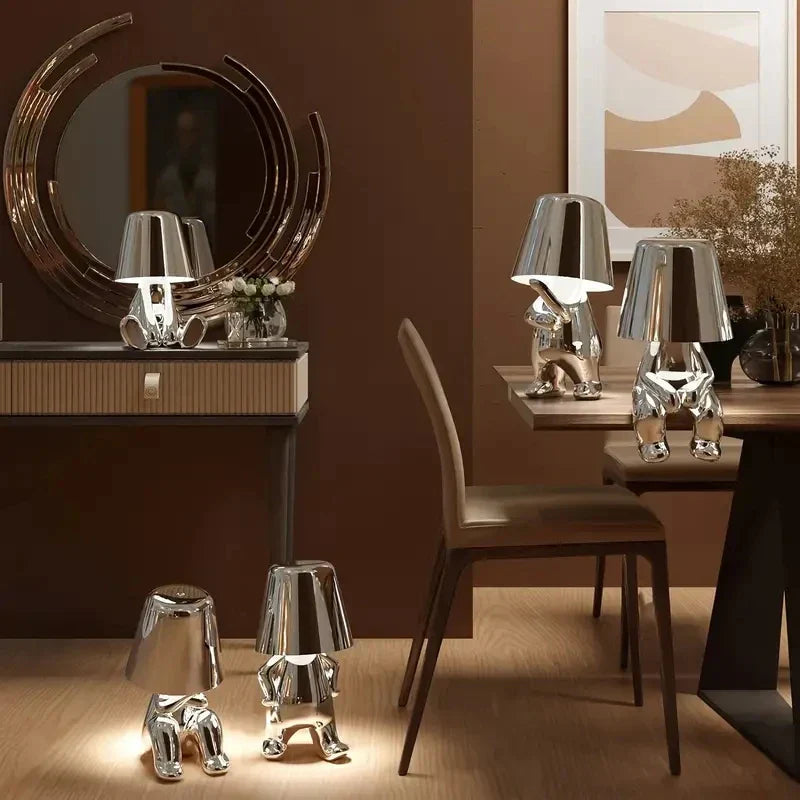 Modern LED bordsampa i skulpturdesign – Dekorativ staty lampa för vardagsrum | Veska