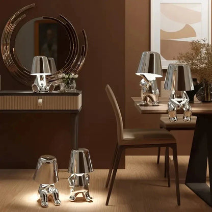 Modern LED bordsampa i skulpturdesign – Dekorativ staty lampa för vardagsrum | Veska