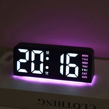 Modern LED hela veckan display nattlampa väckarklocka | Veska Svart skal-Rosa