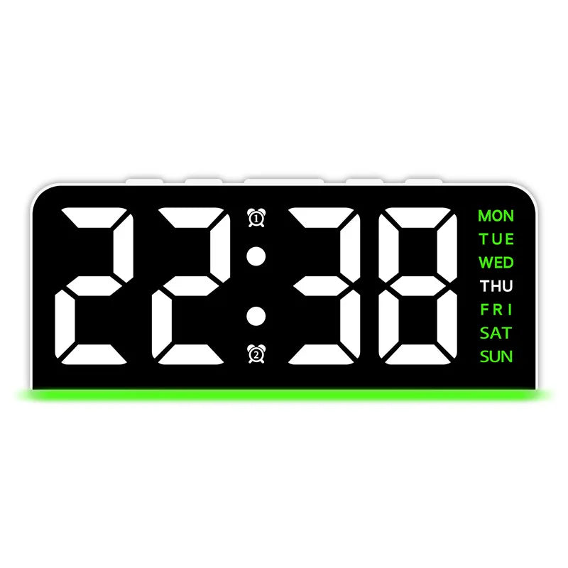 Modern LED hela veckan display nattlampa väckarklocka | Veska Vit skal-grön