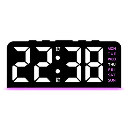 Modern LED hela veckan display nattlampa väckarklocka | Veska Vit skalk-Pink