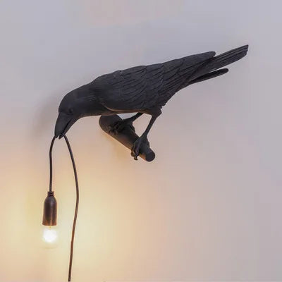 Modern Lucky Bird Bordsbelysning – Kreativ Resin Djurdesign för Sovrum och Vardagsrum | Veska Svart vänster
