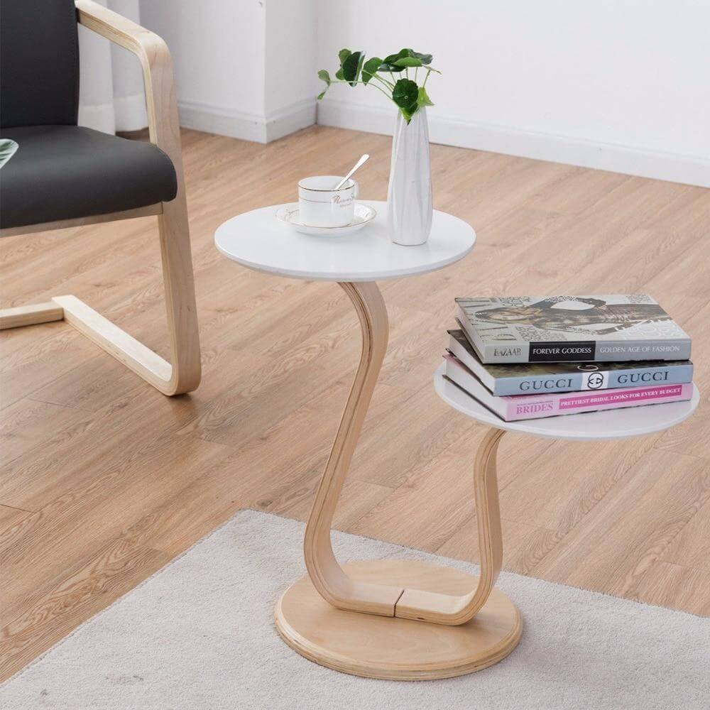 Modern Luxury Bentwood Slut Accent Bord m/Kurvad Ben | Veska