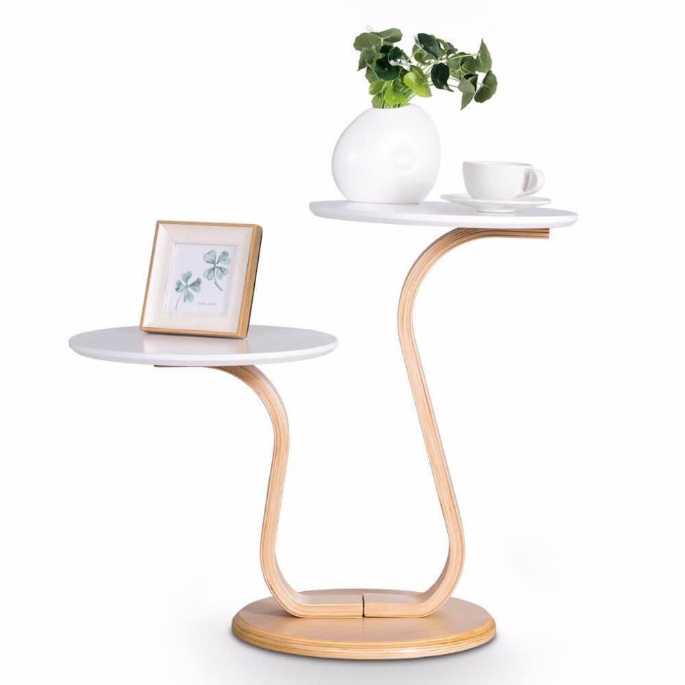 Modern Luxury Bentwood Slut Accent Bord m/Kurvad Ben | Veska