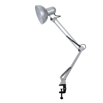 Modern minimalist utdragbar bordslampa med lång arm och klipp gjord av ABS med 1 ljus för sovrummet | Veska Silverfärg