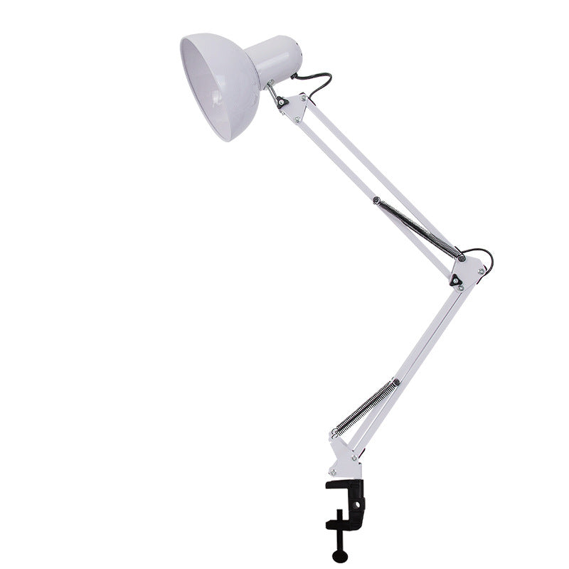 Modern minimalist utdragbar bordslampa med lång arm och klipp gjord av ABS med 1 ljus för sovrummet | Veska Vit