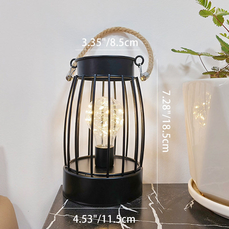 Modern minimalist vertikalrandig fyrkantig rund järn LED-bordslampa för vardagsrum | Veska