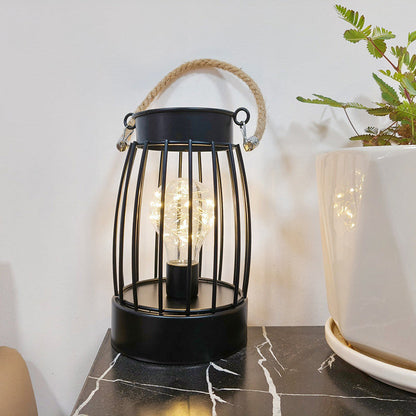 Modern minimalist vertikalrandig fyrkantig rund järn LED-bordslampa för vardagsrum | Veska