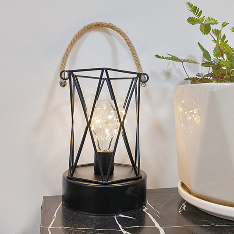 Modern minimalist vertikalrandig fyrkantig rund järn LED-bordslampa för vardagsrum | Veska