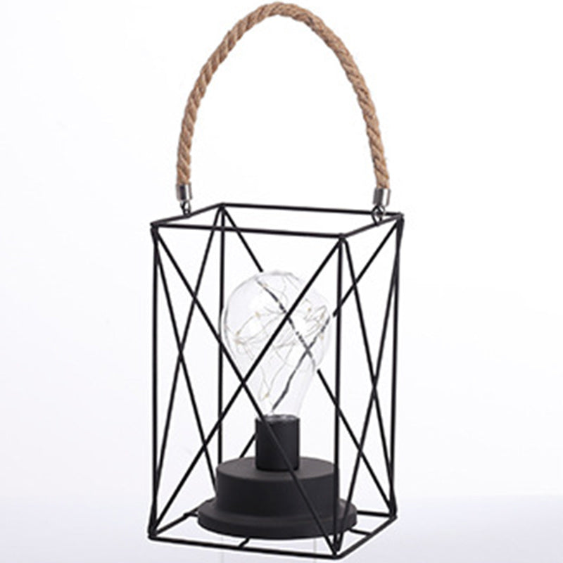 Modern minimalist vertikalrandig fyrkantig rund järn LED-bordslampa för vardagsrum | Veska