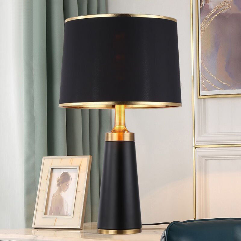 Modern övergångscylinder järn tyg 1-lamps bordslampa för vardagsrummet | Veska A