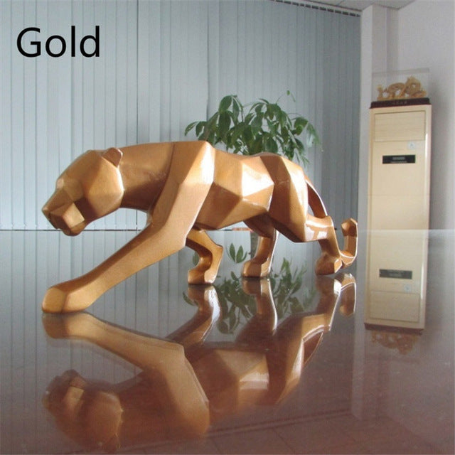 Modern Resin Geometrisk Svart Panter Skulptur | Veska guld