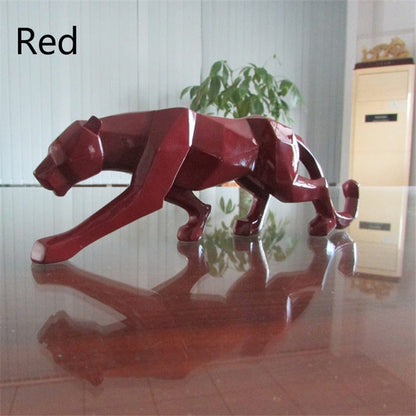 Modern Resin Geometrisk Svart Panter Skulptur | Veska röd