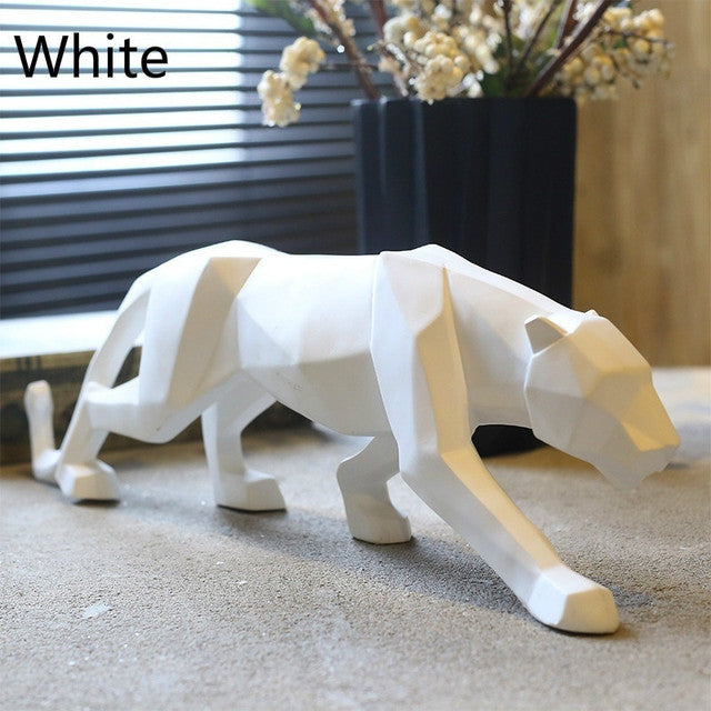Modern Resin Geometrisk Svart Panter Skulptur | Veska vit