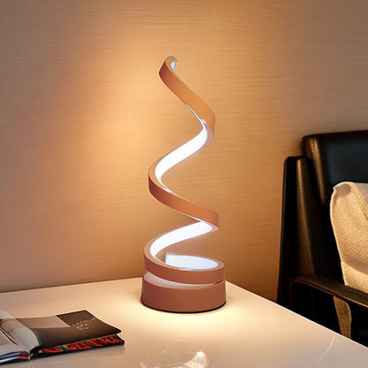 Modern Spiral Bordslampa – Kreativ LED Skrivbordslampa med Mjuk Varm Ljus, Perfekt för Sovrum, Vardagsrum och Studieinredning | Veska Rosa