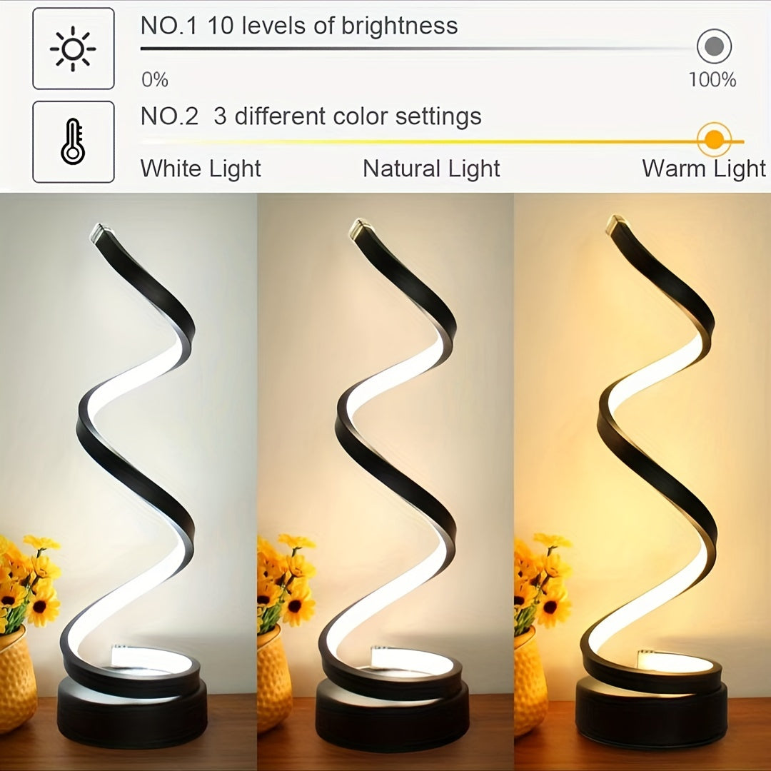 Modern Spiral Bordslampa – Kreativ LED Skrivbordslampa med Mjuk Varm Ljus, Perfekt för Sovrum, Vardagsrum och Studieinredning | Veska