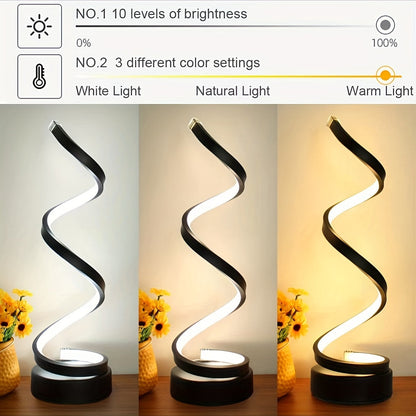 Modern Spiral Bordslampa – Kreativ LED Skrivbordslampa med Mjuk Varm Ljus, Perfekt för Sovrum, Vardagsrum och Studieinredning | Veska