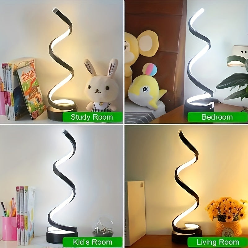 Modern Spiral Bordslampa – Kreativ LED Skrivbordslampa med Mjuk Varm Ljus, Perfekt för Sovrum, Vardagsrum och Studieinredning | Veska