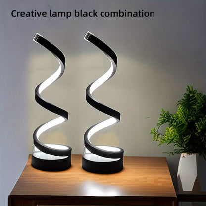 Modern Spiral Bordslampa – Kreativ LED Skrivbordslampa med Mjuk Varm Ljus, Perfekt för Sovrum, Vardagsrum och Studieinredning | Veska Svart tvådelat set