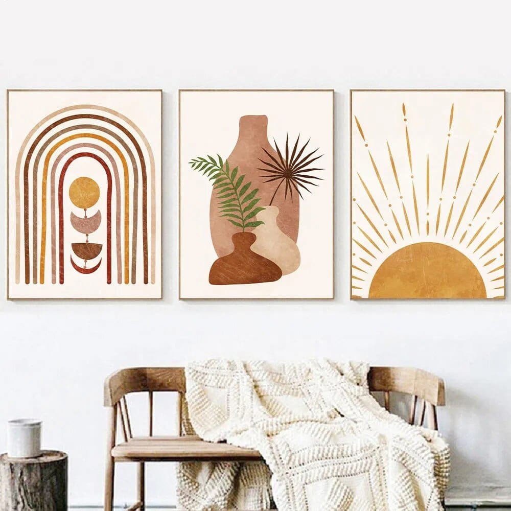 Modern Sun Art Geometrisk Abstrakt Vägg Posters | Veska