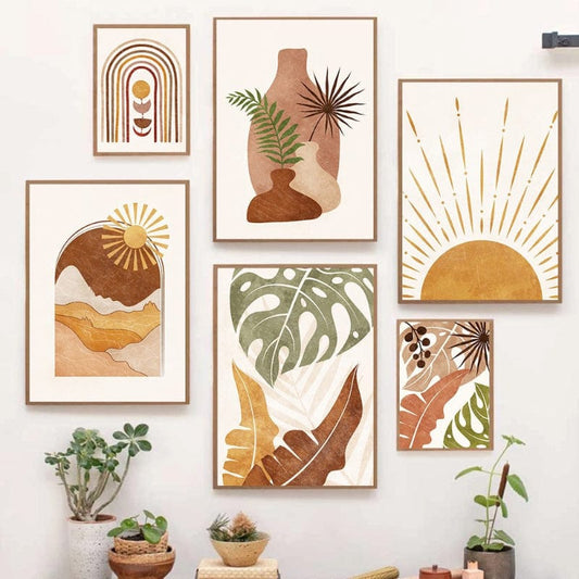 Modern Sun Art Geometrisk Abstrakt Vägg Posters | Veska