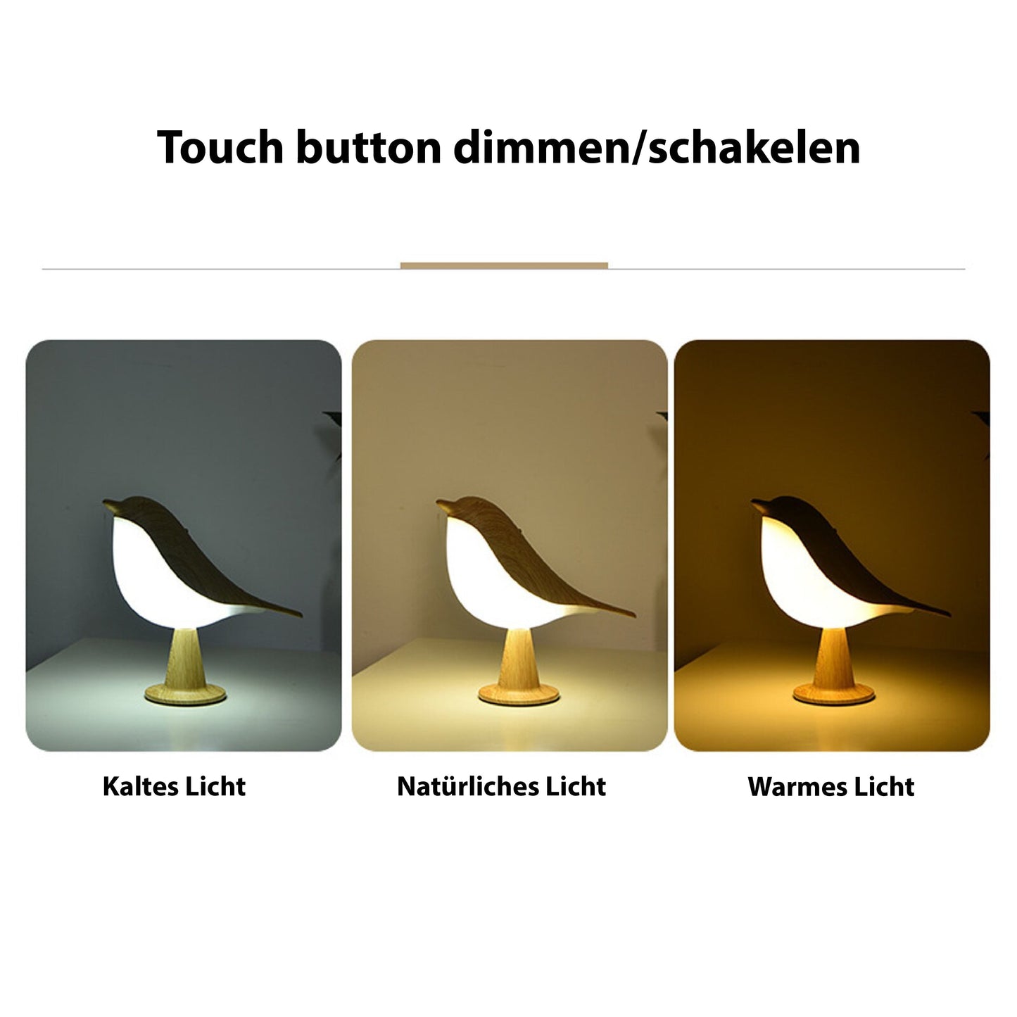 Modern trä LED bordslampa fågeldesign | Veska